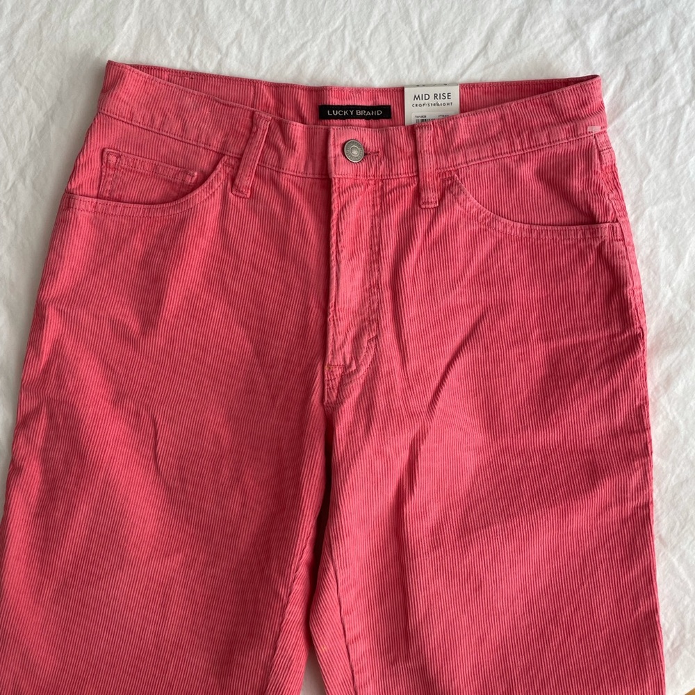 Lucky Brand Pink Corduroy Straight Fit High Rise Cropped Pants - Picture 5 of 11
